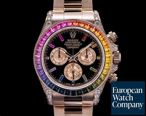 rolex daytona rainbow baguettes rose gold black dial 40mm 116595rbow|Rolex rainbow review.